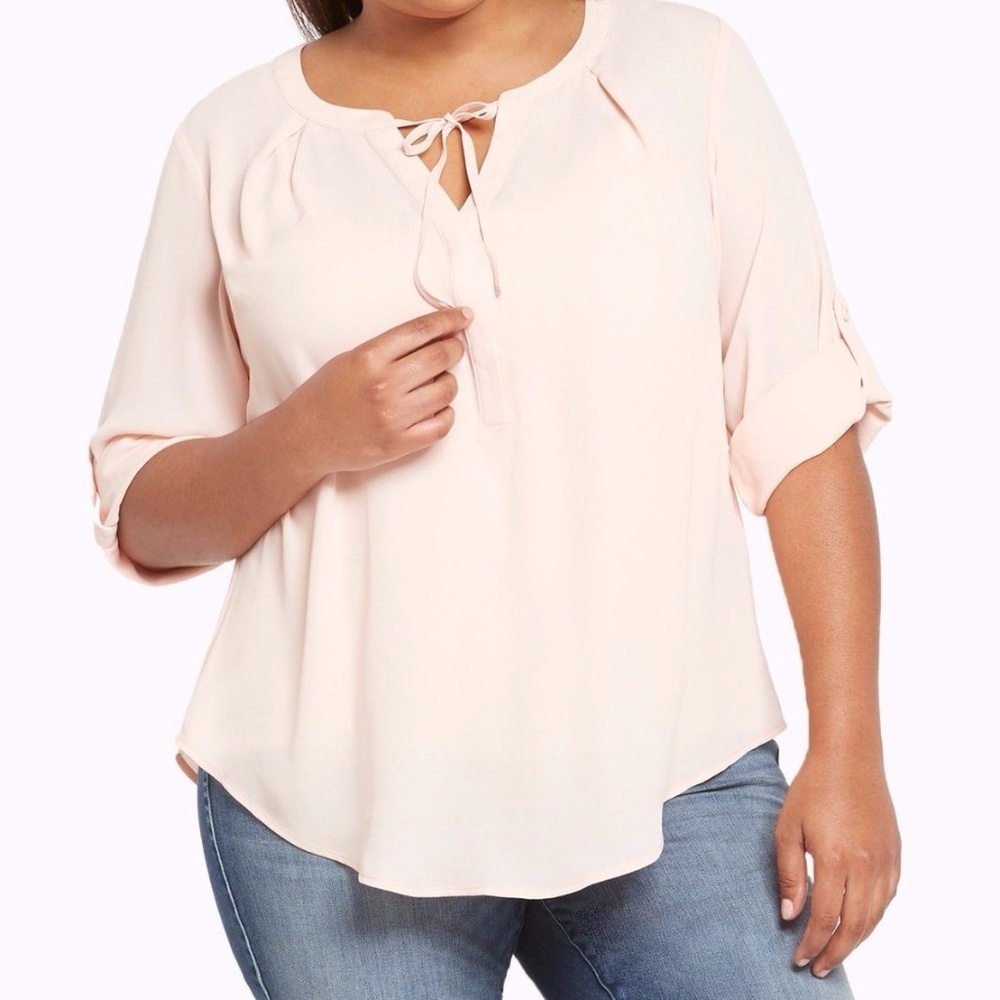 Torrid Size 2 Pink Blouse with Neck Tie